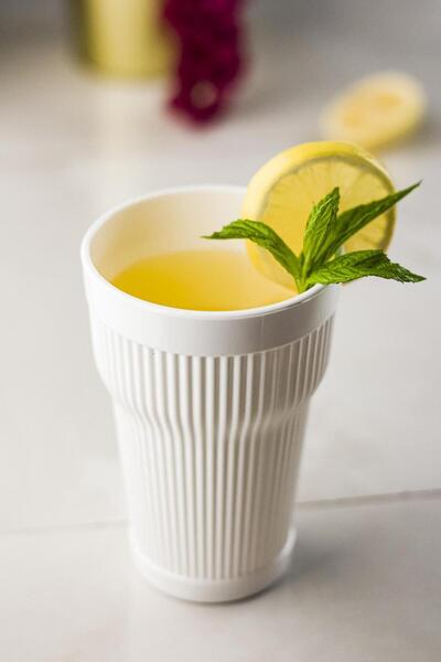 EWs Acrylic White 6-Piece Tall Cup & Water Soft Drink Cup 400 ml (Not Glass)