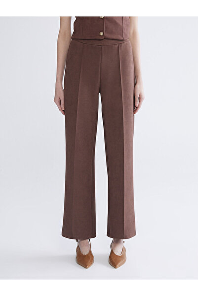 LC Waikiki Lcwaikiki Basicbrown Standard Fit Suede Women's Trousers