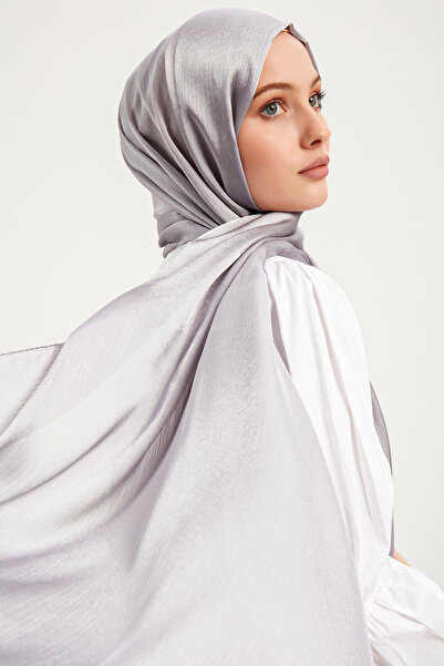 Şaless Janjanlı Hijab Γυναικείο βραδινό φόρεμα Crinkle Shawl Ασημί - 70x190cm