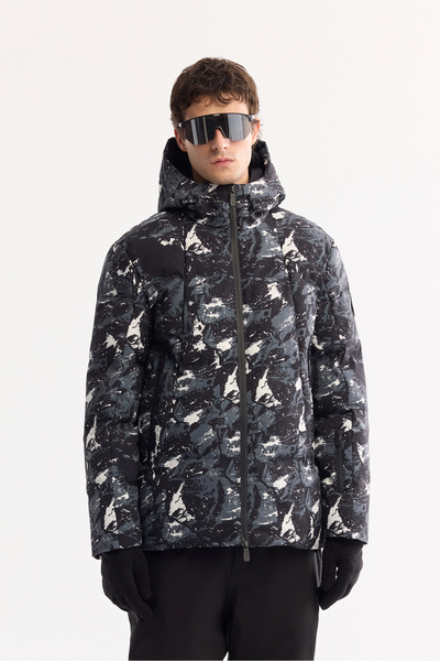 Avva Men's Black Hooded Water Repellent Windproof -15 Degree Resistant Ski Jacket A52Y6112