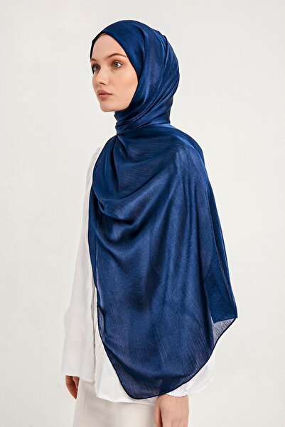 Şaless Hidzsáb női Janjan Crinkle estélyi ruha kendő-sötétkék- 70x190cm