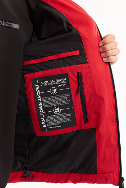 Avva Men's Red Hooded Goose down Water Repellent Windproof -10 ° C Durable Inflatable Coat A52Y6067