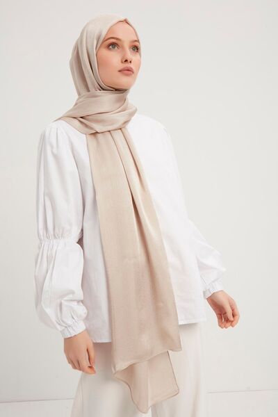 Şaless Hijab Women's Janjan Crinkle Evening Dress Shawl-Stone- 70X190Cm