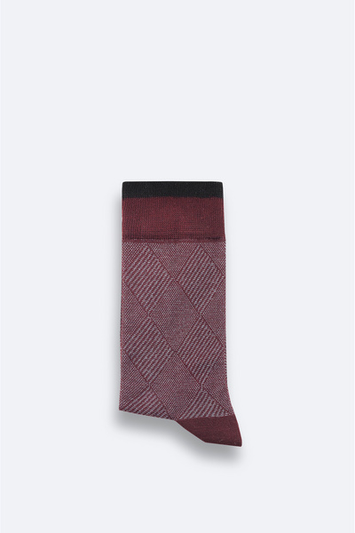 Avva Men's Burgundy Patterned Bamboo Socks A52Y8500