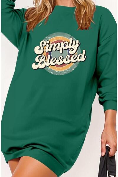 MAREANDPANDA    Women's Long Sleeve Crew Neck Lettered Viscose Two Thread Dress