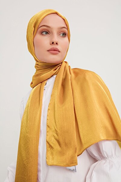 Şaless Βραδινό σάλι Janjan Detailed Crinkle Hijab - Χρυσό 70x190cm