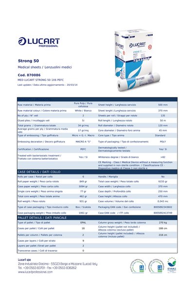 Lucart Rolă de hârtie medicală rezistentă 50 m