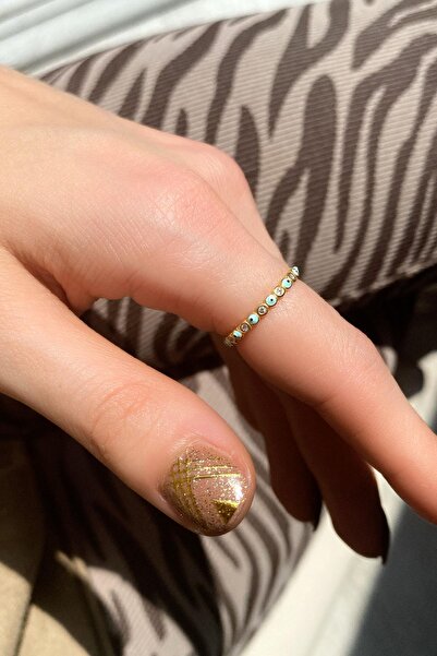Spossy Silver Jewelry Turkuaz Mineli Taşlı Tam Tur İnce Yüzük