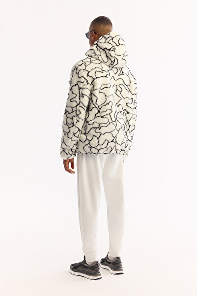 Avva Men's White Hooded Double-Sided Windproof Plush Regular Fit Coat A52Y6116