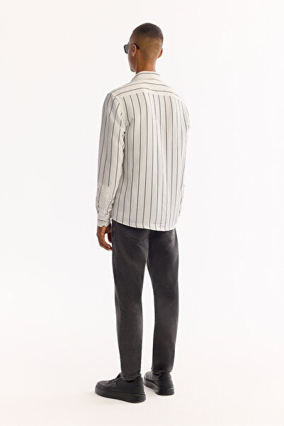 Avva Cămașă pentru bărbați, albă, cu guler cu nasturi, cu linie Soft Touch, cu linie confortabilă, A52Y2101