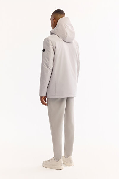 Avva Men's Light Gray Hooded Water Repellent Windproof -7 ° C Durable Regular Fit Coat A52Y6099