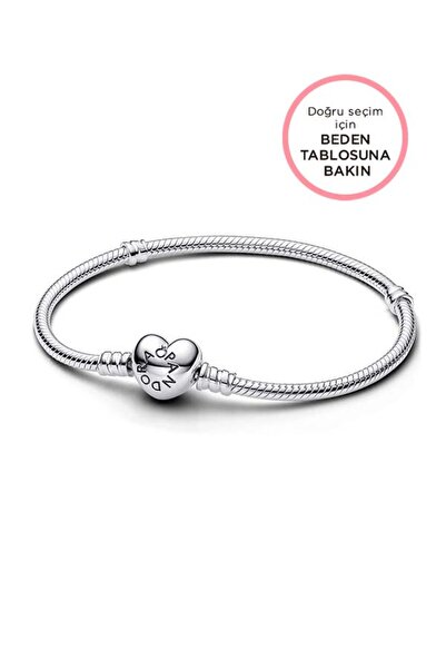 Pandora Moments Kalp Klipsli 925 Ayar Gümüş Bileklik