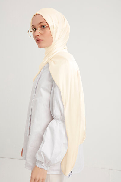 Şaless Χιτζάμπ Γυναικείο Βραδινό Φόρεμα Janjan-janjanlı Crinkle Shawl-Latte- 70x190cm