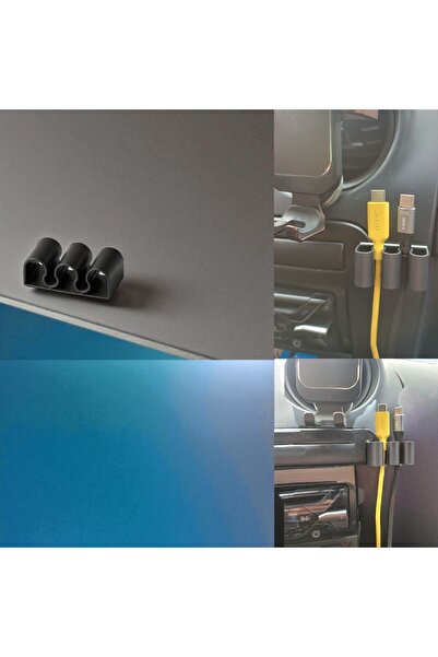 OEM Cable organizer holder for charging cables, set of 3, adhesive, black