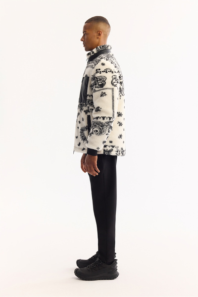 Avva Men's White Mock Neck Windproof -4 Degree Resistant Plush Comfort Fit Coat A52Y6183