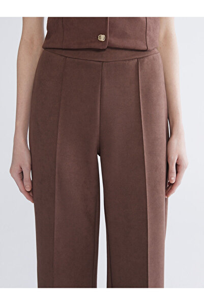 LC Waikiki Lcwaikiki Basicbrown Standard Fit Suede Women's Trousers