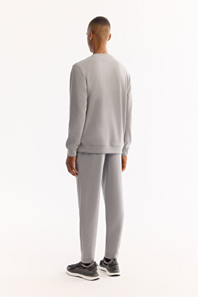 Avva Men's Gray Crew Neck Soft Touch Printed Regular Fit Sweatshirt A52Y1334