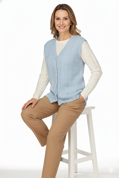 Oppland Зимова жіноча жилетка - блискуча, м'яка бавовняна трикотажна тканина, на ґудзиках спереду та з кишенями, зручна модель