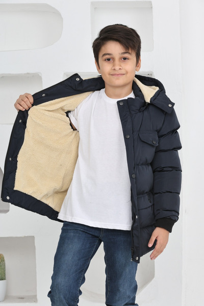 TheJOJODesign Хлопчачий зимовий куртка з підкладкою з полару, наповнена товстим волокном, водонепроникна, з капюшоном