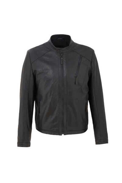 Tergan Siyah Hakiki Deri Erkek Hakiki Deri Mont - E22BDM310382-Q4O