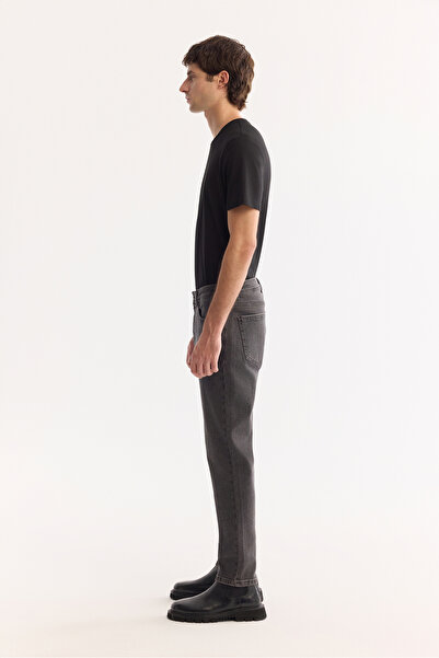Avva Men's Anthracite Cotton Distressed Washed Madrid Comfort Slim Fit Jean Pants A52Y3503