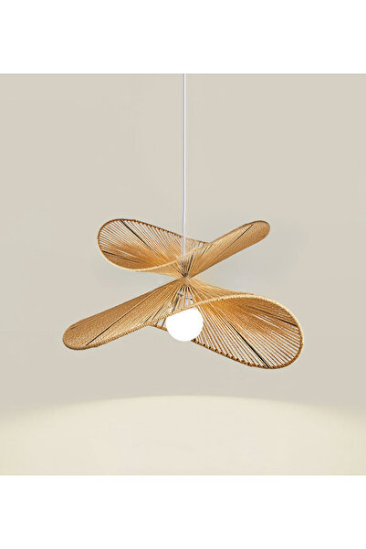 burenze Modern Boheme Rustik Hasır Sarkıt Avize Salon Yatak Odası Avize Rattan Avize