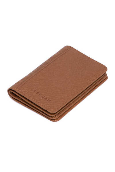 Tergan Θήκη πιστωτικής κάρτας Unisex από γνήσιο δέρμα Tan - S1KK00001601-B67