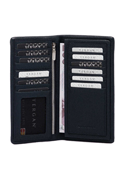 Tergan Navy Blue Genuine Leather Men's Wallet - S1Ce00001631-X86