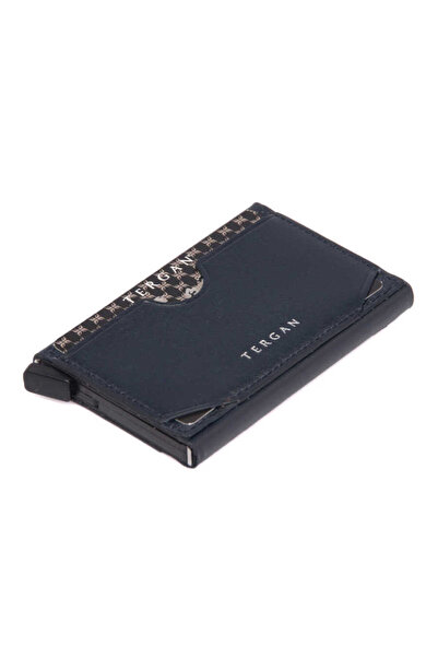 Tergan Navy Blue Genuine Leather Unisex Credit Card Holder - S1Kk00000260-H86
