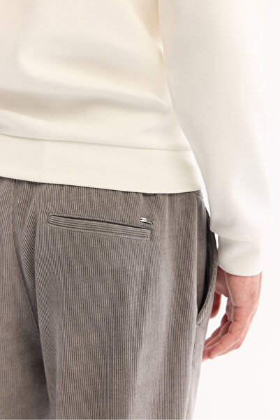 Avva Erkek Gri Yanı Lastikli Kadife Fitilli Carrot Fit Pantolon A52Y3039