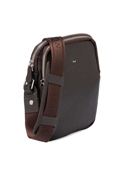 Tergan Ανδρική τσάντα χιαστί από γνήσιο δέρμα καφέ - S1AC00021187-A7P