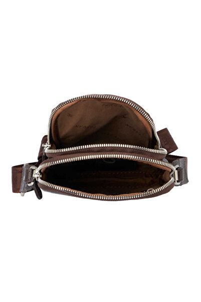 Tergan Ανδρική τσάντα χιαστί από γνήσιο δέρμα καφέ - S1AC00021187-A7P