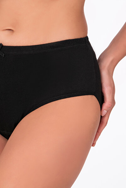Kompedan Kadın Yüksek Bel Pamuklu Ribana Slip Külot – Esnek & Rahat | Siyah K0305