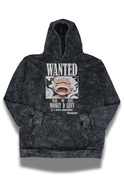 Fuddy Moda Φούτερ με κουκούλα με στάμπα Wanted Luffy, Unisex One Piece Anime ...
