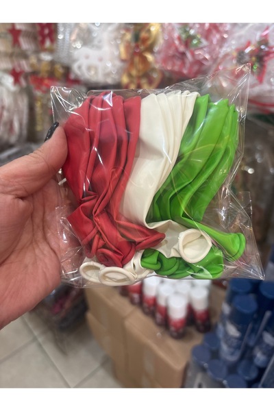 Deniz Party Store New Year's Pastel Red Green White Latex Balloon Set 15 Pieces