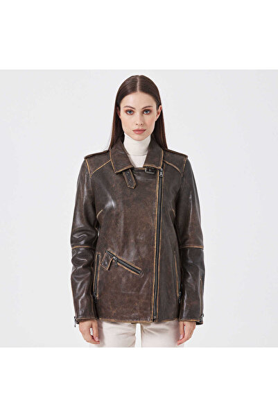 Tergan Kahve Hakiki Deri Kadın Hakiki Deri Mont - K23KDM320386-U1I