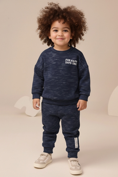 Minipodyum Erkek Çocuk 2 İplik Şardonlu Pamuklu Skateboard Oversize Eşofman T...