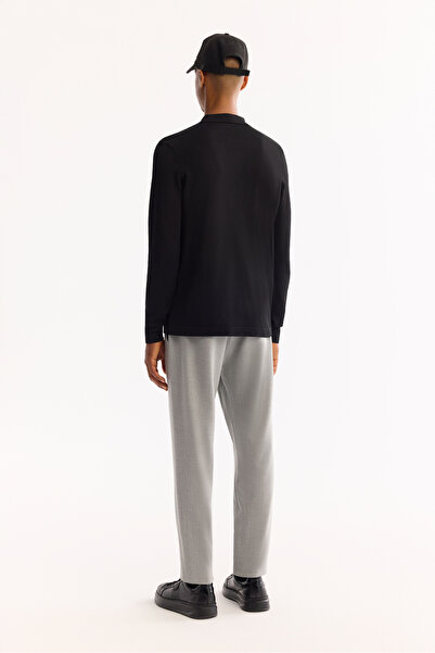 Avva Men's Black Polo Neck Rayon Anti-Pilling Basic Knitwear Regular Fit Sweater B005150