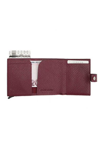 Tergan Claret Red Genuine Leather Unisex Credit Card Holder - S1Kk00000263-M71