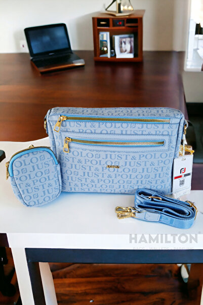 HAMILTON Αυθεντική γυναικεία τσάντα ώμου με ρυθμιζόμενο λουράκι με τρία μάτια, μαλακό δέρμα με μοτίβο κομψής υφής