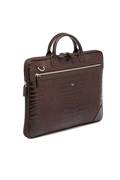 Tergan Brown Genuine Leather Men's Laptop Bag - S1Lc00021111-T1A