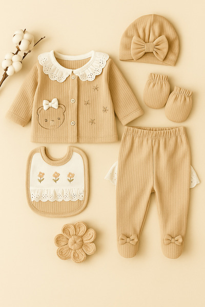 mia mia Newborn Lace Collared Baby Girl 5-Piece Boxed Set