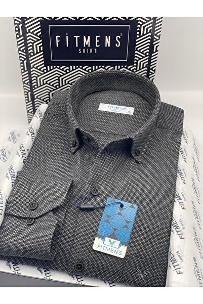 Fitmens Classic Long Sleeve Winter Eyelet Collar Buttoned Woolen 100% Cotton Gift Boxed Men's Shirt Fs-003768 -