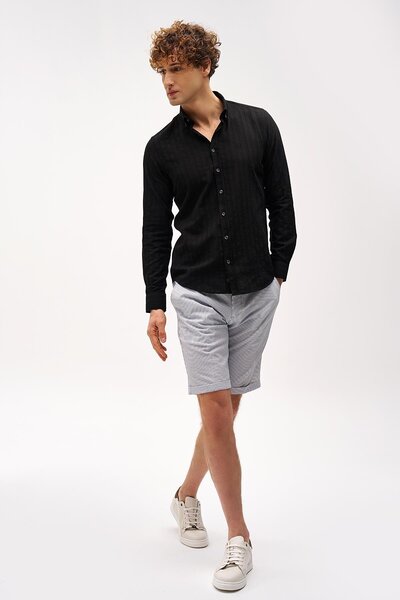 İgs Чоловіча чорна сорочка Dynamic Fit з ґудзиками на комірі