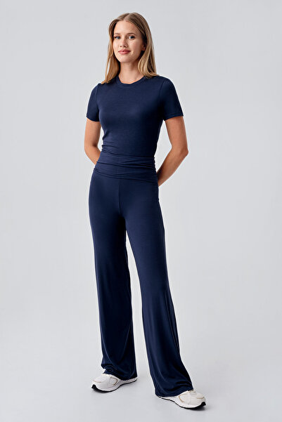 Artış Flared Folded Waist Jersey Flexible Viscose Flared Maternity Pants