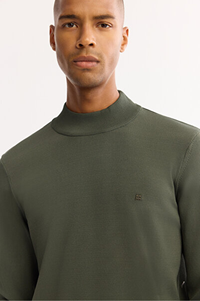 Avva Men's Khaki Half Turtleneck Basic Plain Rayon Sweater B005151