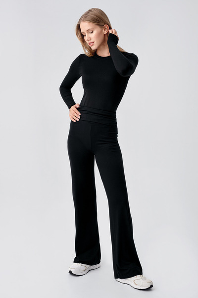 Artış Straight Leg Foldable Waist Jersey Stretchy Viscose Maternity Pants