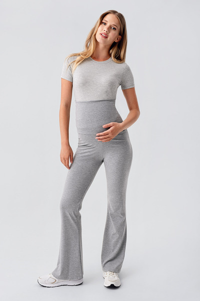 Artış Flared Folded Waist Jersey Flexible Viscose Flared Maternity Pants