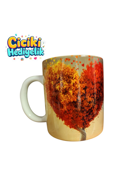 ciciki hediyelik Heart Printed 3D Design Ceramic Mug - Gift Mug