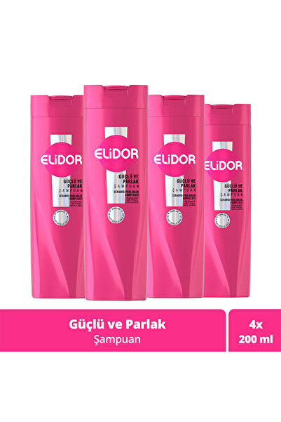 Elidor Superblend Saç Bakım Şampuanı Güçlü Ve Parlak E Vitamini Makademya Yağı Kolajen 200 ml X4
